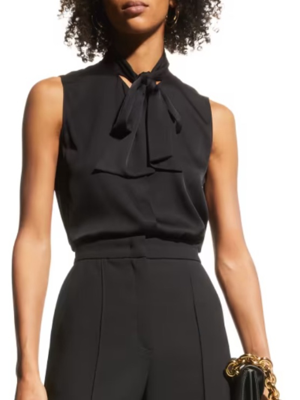 🐈⬛Kobi Halperin Vail Sleeveless Tie-Neck Chiffon Blouse🐈⬛